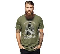 PrintBar If The Beard Fits...Wear It! Funny t-Shirt for Bearded Men. 100% Cotton, Unisex Printed Design. Embrace Your Beard and Unleash The Bearded Charm! Olive