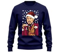 PrintBar Leo Meme Xmas Sweatshirt - Ho Ho Hilarious! Festive Design featuring a Santa-sipping Wine Guy, Perfect for Merry Moments!