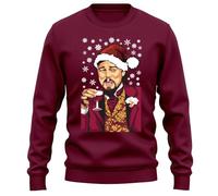 PrintBar Leo Meme Xmas Sweatshirt - Ho Ho Hilarious! Festive Design featuring a Santa-sipping Wine Guy, Perfect for Merry Moments!