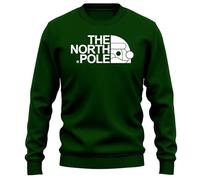PrintBar North Pole's New Santa Face Sweatshirt - Ho Ho Hilarious! Unisex Design, 80% Cotton, Perfect for Holiday Shenanigans and Christmas Cheer! Green