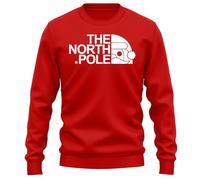 PrintBar North Pole's New Santa Face Sweatshirt - Ho Ho Hilarious! Unisex Design, 80% Cotton, Perfect for Holiday Shenanigans and Christmas Cheer! Red