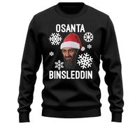PrintBar Osanta Binsleddin Sweatshirt - Hilariously Controversial! 80% Cotton, Unisex Printed Design. Perfect for holiday laughs and awkward conversations! Black