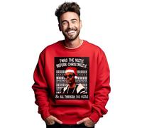 PrintBar The Nizzle Before Chrismizzle Snoop Sweatshirt - Funny & Festive! Unisex Printed Design, Perfect for Spreading Holiday Cheer and Santa Vibes. Red