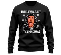 PrintBar Unbelievable Jeff Christmas Sweatshirt - Festive and Hilarious! 80% Cotton, Unisex Design. Perfect for spreading holiday cheer and disbelief! Black