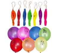 (Printed, 100pcs) 12 Inch Punch Balloons Assorted Colours Large Punch Balloons with Elastic Bands Latex Toy for Kid's Birthdays, Baby Functions, Party Supplies