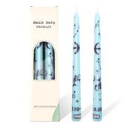 Printed 12 Zodiac Taper Candles, 2 Pcs Dinner Candles Sticks | 10'' Long Thin Candles for Astrology Ritual Meditation Birthday Home Table Decor Zodiac Lover Gifts (Blue Pisces)