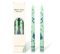Printed 12 Zodiac Taper Candles, 2 Pcs Dinner Candles Sticks | 10'' Long Thin Candles for Astrology Ritual Meditation Birthday Home Table Decor Zodiac Lover Gifts (Green Taurus)