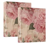 Printed 3 Ring Binder, D Ring Binder with Pockets Decorative Binders for School College or Office, Floral Roses, one sizex2