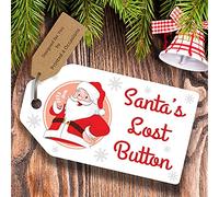 Printed 4 Occasions Santa's Lost Button Labels Tags for Funny Christmas Kids Activity and Schools, DIY Xmas Stocking fillers Sana Lost Button 250gsm (50)