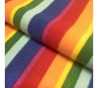 Printed Anti Pil Polar Fleece Fabric Material Rainbow Stripe, 1Mtr 150cmx100cm