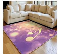 Printed Area Rug 160 x 230 cm Abstract musical note pattern Modern 3D Carpet Purple Soft Durable Floor Rug for Bedroom & Living Room