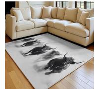 Printed Area Rug 160 x 230 cm Highland cattle herd Modern 3D Carpet black Soft Durable Floor Rug for Bedroom & Living Room