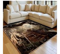 Printed Area Rug 160 x 230 cm Park Loft Modern 3D Carpet Japanese Architecture Soft Durable Floor Rug for Bedroom & Living Room