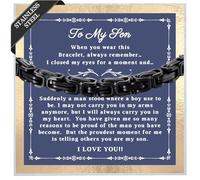 Printed Art Therapy To My Son Bracelet From Mom, Dad, Forever Linked Bracelet, Graduation Gift For Son, Adult Men Gift Ideas for Wedding, Birthday, Christmas, Father's Day, M, Stainless Steel, no