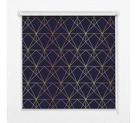 Printed Blackout Window Blind 110x140 cm | Yellow Lines Connected into Triangles | 100% Light Blocking Roller Shade | Total Darkness | Chain Control | Bedroom Nursery Home Cinema Office | Easy Fit