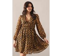 Printed Blouson Sleeve Metallic Mini Dress Wallis Animal 10
