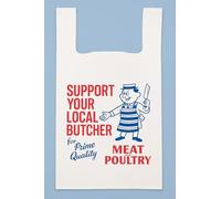 Printed Butcher White Plastic Vest Carrier Bag 11" x 16" x 19" - Reusable & Strong Shopping Bag - Durable, Tear-Resistant, Food-Safe - Ideal for Butchers, Takeaways & Grocers (500)