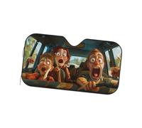 Printed Car Windshield Shade for Interior Glass Coverage, YJ | Foldable Printed Construction, Removable Front Glass Coverage, Parked Vehicle Use and Storage Between Uses