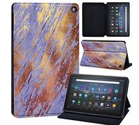 Printed Case Compatible with All-New Amazon Kindle Fire HD 8 & 8 Plus Tablet (12th Gen/10th Gen, 2022/2020 Release) 8 Inch Thin Premium PU Leather Folio Case Cover (gold purple texture)