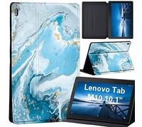 Printed Case for Lenovo Tab M10, Ultra Slim Lightweight Smart Shell Stand Cover for Lenovo Smart Tab M10 10.1 Inch FHD Tablet 2018 Release, (blue wave marble)