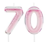 Printed Champagne Themed 70th Birthday Candles for Cake, Sparkling Wine Number 70 Candle for Birthday Decorations, Cocktail Cake Topper Decorations for Women Men Wine Lover Birthday Party Anniversary