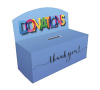 Printed Charity Collection Box - Donations (Blue) (Pack of 4)