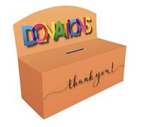 Printed Charity Collection Box - Donations (Orange) (Pack of 4)