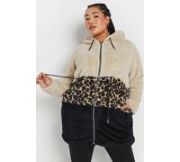 Printed Colour Block Fleece Jacket Yours Natural 20