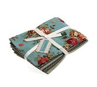 Trimits Printed Cotton Linen Craft Fabric Fat Quarter Bundle, Greens, 54 x 45cm (5 Pieces)