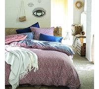 Printed Cotton Duvet Cover Set, 140 x 220 cm, Midnight Blue/Rust, Eye Linen