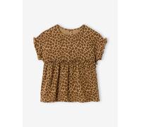 Printed cotton gauze blouse for girls beige