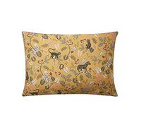 Printed Cotton Percale Pillowcase, 50 cm x 75 cm, Yellow, Bestiaire