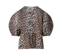 Printed Cotton Poplin Peplum Blouse 3XS