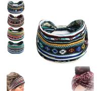 Printed Cross Yoga Headband, Boho Headband,Wide Elastic Hair Band,Hair Accessories for Everyday Sport Fitness
