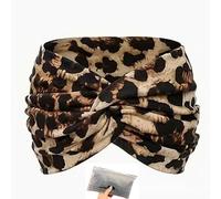 Printed Cross Yoga Headband for Women, Wide Boho Style Non Slip Stretch Head Wrap, Soft Elastic Workout Hair Bandana, Fashion Headbands for Yoga and Fitness,Leopard print