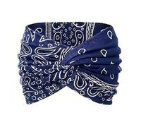 Printed Cross Yoga Headband, Non Slip Soft Fabric Workout Hair Accessories, Wide Boho Non Slip Soft Fabric Workout Hair Accessories (Blue, L)