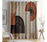 Printed Curtains Eyelet Blackout Abstract Geometric Pattern Circles Soft Thermal Insulated Ring Top 80% Light Blocking Window Drapes Cream for Bedroom Living Room W 46" x L 90" (2 Panels)