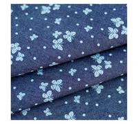 Printed Denim Fabric Cotton Butterfly Star Print Multicolor 0.5m By 1(Butterfly Dark Blue)