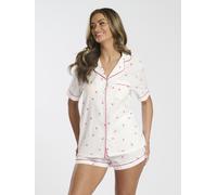 Printed Dobby Short Sleeve Traditional Shirt and Short Loungeable White XL