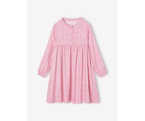 Printed Dress, Button Fastening on the Front old rose