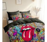Printed Duvet Cover Abstract Doodle Cartoon Character, Ultra Soft Brushed Microfiber Size 120 x 150 cm, Comfy Breathable Quilt Cover Olive Gray, With Pillowcases, for All Season