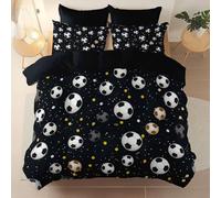 Printed Duvet Cover Black Brushed Microfiber Bedding Sets - Soft Thick Double Quilt Covers with 2 Pillow Shams, Minimalism Space Football Reversible Printed Comforter Cover
