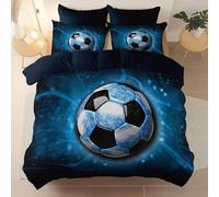 Printed Duvet Cover Blue-Black Brushed Microfiber Bedding Sets - Soft Thick Queen Quilt Covers with 2 Pillow Shams, Fantasy Space Football Reversible Printed Comforter Cover