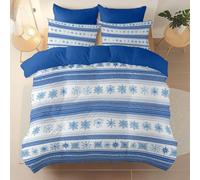 Printed Duvet Cover Blue Brushed Microfiber Bedding Sets - Soft Thick Super King Quilt Covers with 2 Pillow Shams, Minimalism Lines Christmas Reversible Printed Comforter Cover