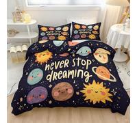 Printed Duvet Cover Set Childlike Funplanetswords Premium Microfibre Printed 260 × 220 Comforter Cover Bedding Sets - Soft, Thick Anti-Allergy 3PCS Quilt Covers with Yellow