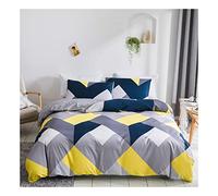 Printed Duvet Cover Set Matching Pillowcases, Fully Reversible Quilt Comforter Encasement, Breathable, Contemporary Bedding Set, Easy Care, Machine Washable (Single, Jagged Mountains Affection)