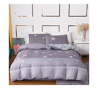 Printed Duvet Cover Set Matching Pillowcases, Fully Reversible Quilt Comforter Encasement, Breathable, Contemporary Bedding Set, Easy Care, Machine Washable (King, Star Star Grey)