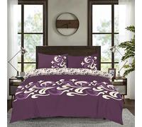 Printed Duvet Cover Set with Fitted Sheet & Pillowcases - 4 Piece Reversible Microfiber Bedding Set - Soft & Stylish Quilt Covers Single, Double, King (CHELSEA-PURPLE, King (U.K. Standard))