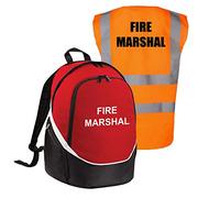 Printed Fire Marshal Pro Backpack Kit - Workplace, Office & School Equipment Rucksack Bag with Hi Visibility Printed Vest