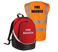 Printed Fire Warden Pro Backpack Kit - Workplace, Office & School Equipment Rucksack Bag with Hi Visibility Printed Vest